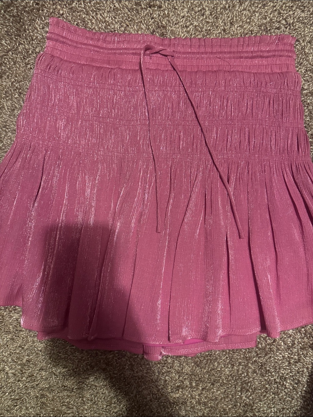 Fuchsia  Smocked Pleated Mini Skirt